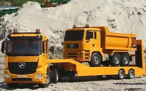 2-STÜCK RC TIEFLADER LKW Mercedes + MAN MULDENKIPPER "Ferngesteuert" 405107-1 - Bild 1 von 12