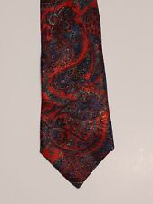 Vintage Jordache Men's Tie Red with Blue/Green Paisley Pattern