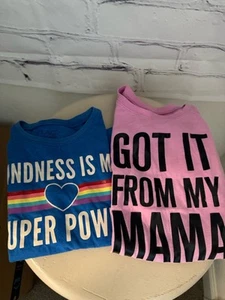 The Children's Place (2 Pack) Graphic T-Shirts Pink & Blue  Girl's S 5/6 - Picture 1 of 9