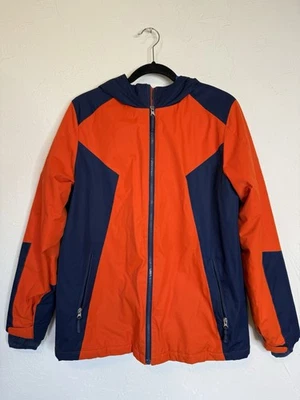 Lands End Youth Xl Orange & Navy Fishermancore Wind/Rain Coat With Hood - Image 1 of 4