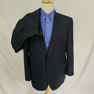 Jos A Bank Signature Gold Wool 2-Piece Suit Navy Blue Pin Striped 44R 39 x 31 - Picture 1 of 16