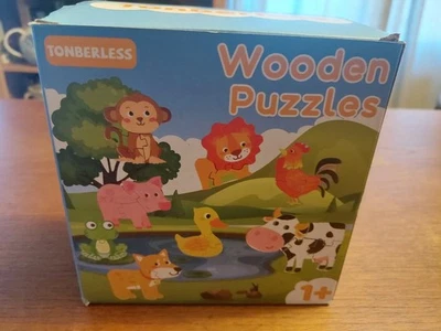 TONBERLESS BRAND NEW WOODEN PUZZLES BOX SET OF 8. AGES 1-3 - Image 1 of 4