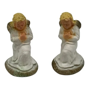 Vintage 2 Chalkware Angel Christmas Nativity Replacement Figurines ~ 3 “ Tall - Picture 1 of 9