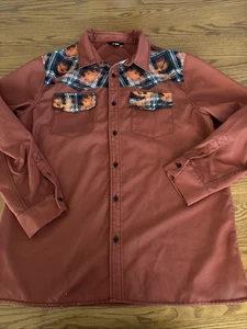 Ouku Patchwork Print South Western Hemd Orange Herren XL Cowboy Rodeo - Bild 1 von 6