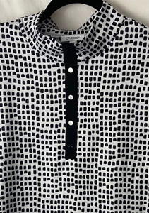 Chicos Quarter Snap Performance Shirt Black White Long Sleeve Chicos 4 XXL US 22 - Picture 1 of 4