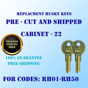 RH01-RH50. Pair of replacement keys for Husky tool box locks. Cut to your code.