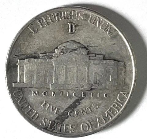1945 D Jefferson Nickel 35% SILVER Circulated Place Holder Cover