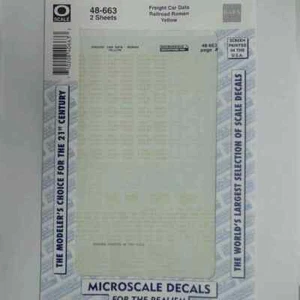 Microscale O Scale Decals: DATA, FREIGHT CAR, Railroad roman yellow - Picture 1 of 1