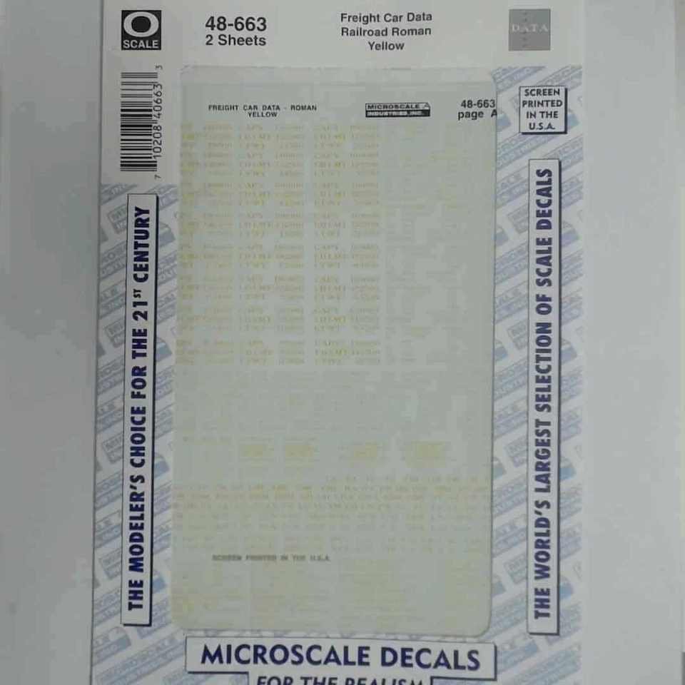 Calcomanías a escala O a microescala: DATOS, VAGÓN DE CARGA, ferrocarril amarillo romano Foto 1 de 1