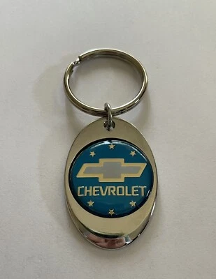 Chevrolet Keychain Lightweight Metal Chrome Style Finish Blue Chevy Key Chain - Image 1 of 2