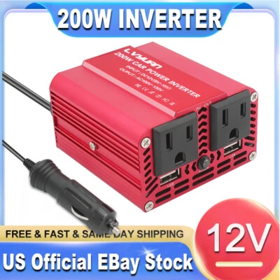 Car 200w Power Inverter Dc 12v To Ac 110v 120v Converter Usb  For Vehicles  - Image 1 of 4