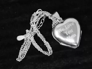 Things Remembered "We Love You Mom" Sterling Heart Locket Necklace for Pictures - Picture 1 of 3