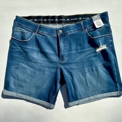 NWT LEE RIDERS ladies stretch jean shorts distressed cuffed bottom size 24W - Image 1 of 4