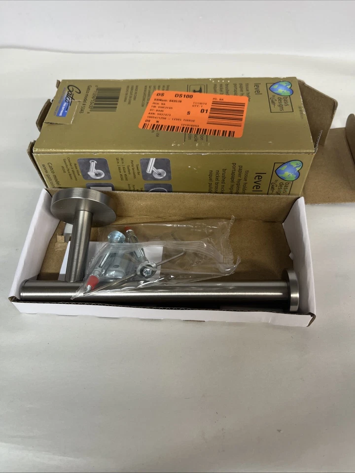 Soporte de papel higiénico Gatco Level en níquel cepillado nuevo caja abierta Foto 1 de 1