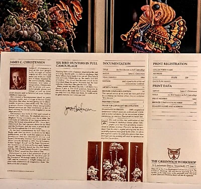 Limited Edition Print By James C Christensen. 6 Bird Hunters In Full Camouflage - Image 1 of 4