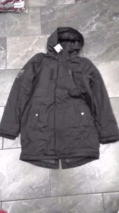 NWT H & M CHAQUETA PARA NIÑOS NEGRO QUILTEDJ FORRAD CAPUCHA 14Y - Imagen 1 de 3