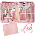 Manicure Set Professional,30 in 1 Manicure Kit Nail Clipper Pedicure Tools(Pink)