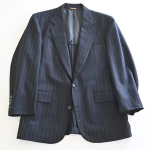 Vtg Southwick USA Made 40S Navy Chalk Stripe Flannel Blazer Sport Coat Jacket - Picture 1 of 24