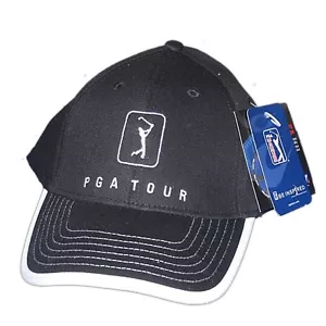 Nuevo PGA Para Hombre Tour Sombrero Golf Ajuste Flexible Gorra Negra Grande/XL Nuevo con Etiquetas - Imagen 1 de 1