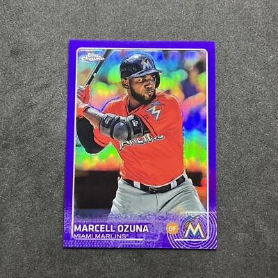 2015 Topps Chrome Purple Refractor /250 Marcell Ozuna #182 - Image 1 of 2