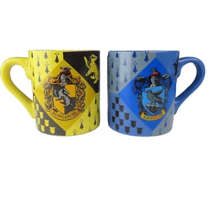 Tazas de cerámica Harry Potter Hufflepuff y Ravenclaw Crest 14 oz amarillo y azul - Imagen 1 de 8