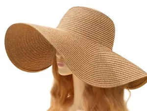 Women's Beach, Boho Straw Hat with Wide Brim OS - Picture 1 of 11