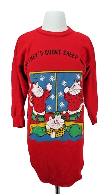 Vestido camisón gato rojo noches estrelladas de colección años 80 vacaciones OSFA pintura hinchada Foto 1 de 4