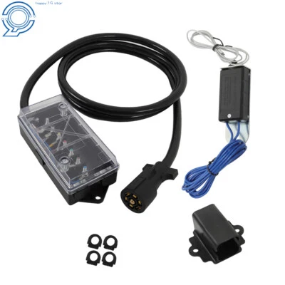 Trailer Cord 7 Way Plug Inline Junction Box Wiring Harness Kit 8 Ft Foto 1 de 4
