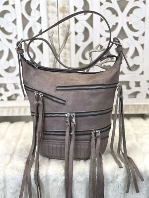 ASH "Babe" Elefante Gris Cuero Cremallera Cubo Bandolera Bolso de Hombro Cartera ¡Difícil de Encontrar! Foto 1 de 4