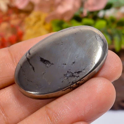 Authentic Pyrite Oval Shape Cabochon Loose Gemstone 75 Ct. 35X22X5 mm - Image 1 of 4