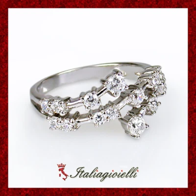 Radioso Anello in Argento 925 Rodiato Oro Bianco - Immagine 1 di 4