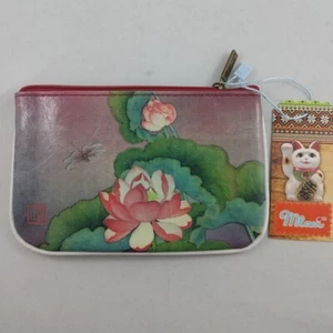 Mlair Vegan Wallet Coin Purse Floral Purple Green Pink 6.5x4.25" New B73 - Imagen 1 de 9