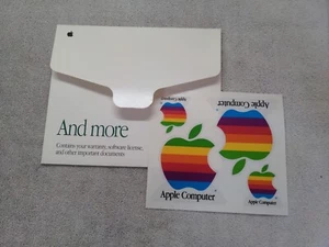 Vintage Apple Computer 4 Stickers on Sheet 1990s NOS Rainbow Logo Macintosh - Picture 1 of 6