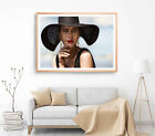 Woman in Hat Print, Makeup Wall Art, Red Lipstick Framed Fashion Wall Art