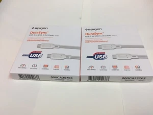 2pk Spigen DuraSync 60W USB C - USB C Fast Charging Cable Power Delivery 4.9 ft - Picture 1 of 6
