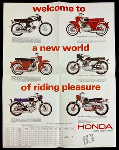 HONDA Motorcycle Advertising Poster Brochure 1965 CA CB CL 90 150 160 250 - Picture 1 of 4