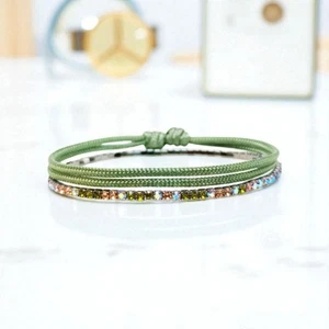 Damen Armband 2er Set – Paracord und Strass Armband größenverstellbar Trend - Bild 1 von 18