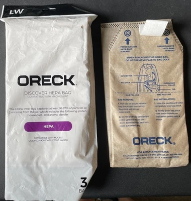 4 Oreck Hepa Odor Fighting Vacuum Bags Oreck Magnesium 3/pk LW Series AK1LW3H +1 - Image 1 of 4