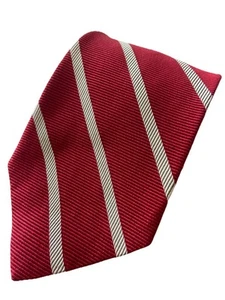 Brooks Brothers Makers Repp Design Red and Silver Stripe Silk Neck Tie 57 x 3.75 - Picture 1 of 4