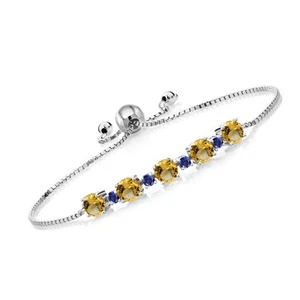 3.83 Cttw  Citrine and Created Sapphire 925 Silver Tennis Bracelet For Women | - Picture 1 of 5