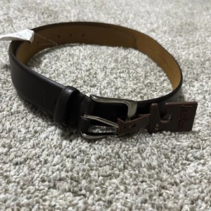NUEVO Cinturón Neiman Marcus Cuero Texturizado Marrón Oscuro Para Hombre 42 Hebilla Tono Plateado - Imagen 1 de 7