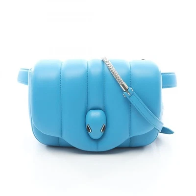 BVLGARI × EMBOSCADA Serpenti Bolso de Hombro Cintura Cuero Azul Usado Mujeres GHW Foto 1 de 4