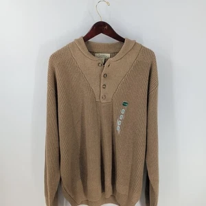 NWT Cabela's Chunky Knit Henley Neck Modern Pullover Sweater Tan Brown Size 2XL - Picture 1 of 9