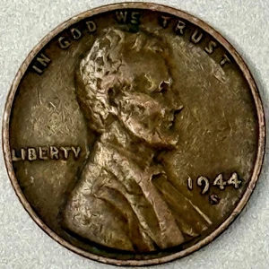 1944 S Mint Mark Circulated Brown Wheat Penny - Picture 1 of 4