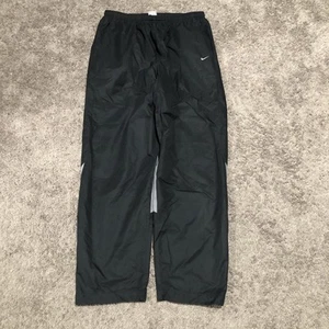 Vintage Y2K Nike Baggy Windbreaker Track Pants Men Size L Black Lined Zip Ankle - Picture 1 of 14