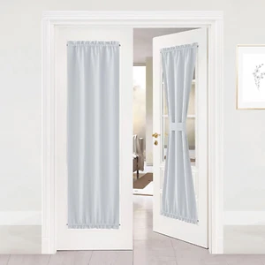 Greyish White Sidelight Door Panel - Room Darkening French Door Thermal Drapery - Picture 1 of 12