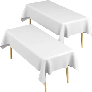 White Tablecloth, Table Cloth Rectangle Table White Plastic Tablecloth Disposabl - Picture 1 of 12