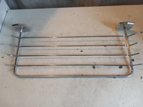Vintage Chrome 5 Bar Towel Shelf Rack W/ 8 Hooks Approx 22" X 9 3/4" Cover