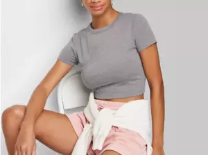 Women's Short Sleeve T-Shirt - Wild Fable Light Gray Size LARGE - Picture 1 of 6