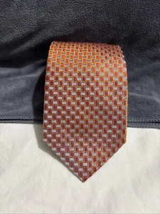 VIV Corbata Hombre Hecha a Mano en Italia Naranja Púrpura Geométrica Tejida Seda-Leer - Imagen 1 de 8